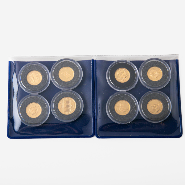 VÄRLDENS MINSTA GULDMYNT, 8 st.